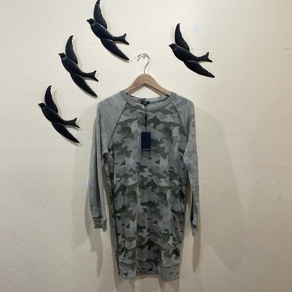 NEW! Rails Georgia Camo Tshirt Long Sleeve Side Zipper Dress - XS $158 - Picture 5 of 9